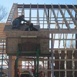 Placing the roof sheets down on the north side of the gallery. 1/8/13