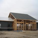 Metal siding up on south side of building 2/8/13.