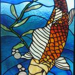 Solder Koi glass panel.